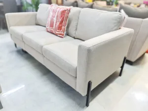MODERN 3-SEATER SOFA – MINIMALIST FABRIC COUCH WITH METAL LEGS