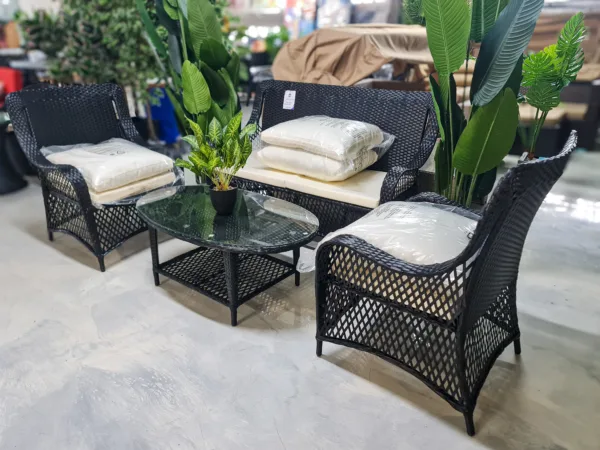 4 PIECE OUTDOOR RATTAN PATIO LOUNGE SET