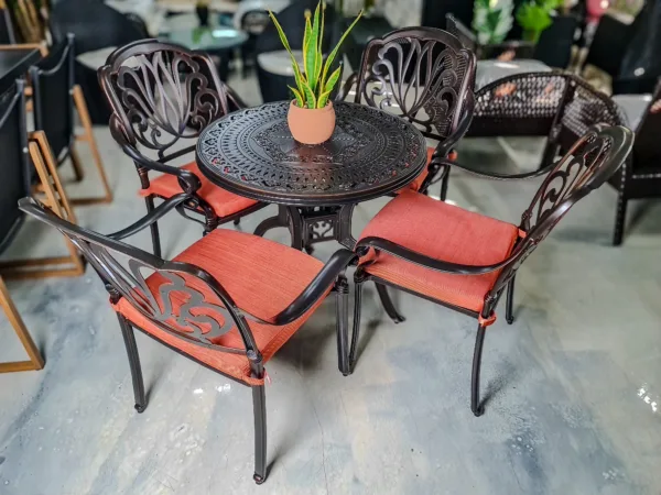 ELEGANT CAST ALUMINUM PATIO DINING SET – 5 PIECE