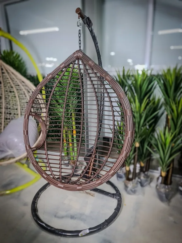 OUTDOOR HANGING EGG CHAIR – RATTAN SWING WITH STAND