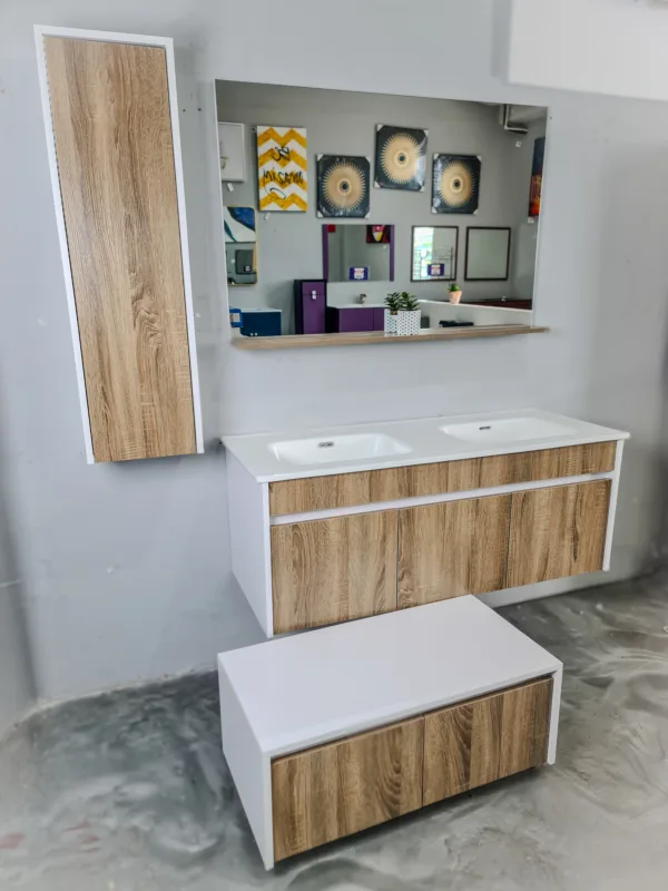 MODERN WALL-MOUNTED DOUBLE VANITY WITH STORAGE