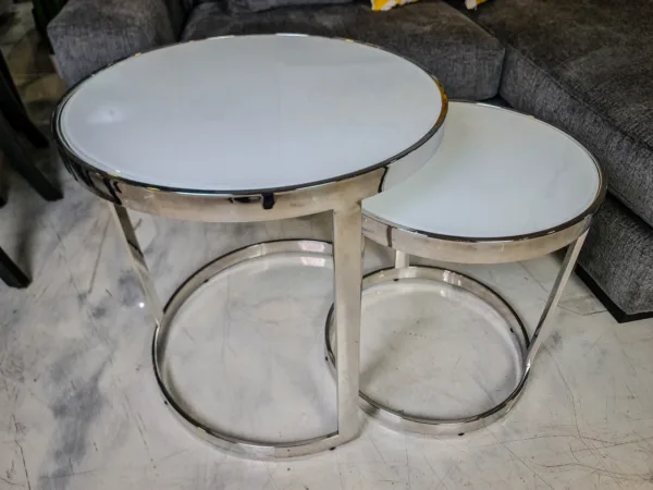 NESTING COFFEE TABLE SET  WITH CHROME FRAME