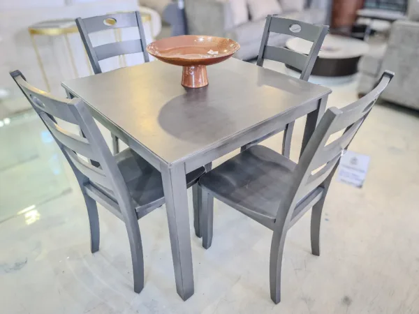 GREY WOODEN DINING TABLE SET – 5-PIECE COMPACT DESIGN