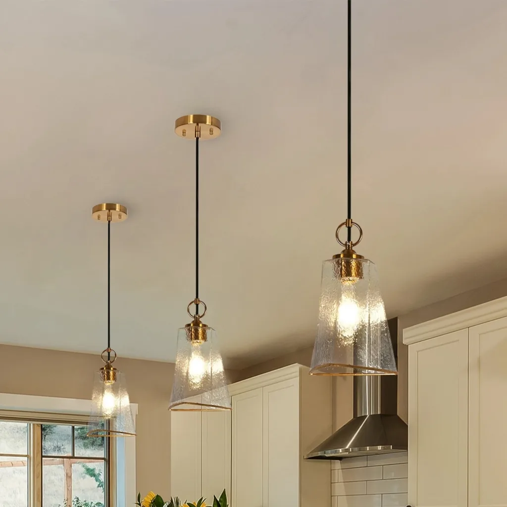 a group of lights from the ceiling