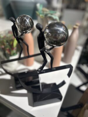 Metal + Glass Decoration Man carrying boulder