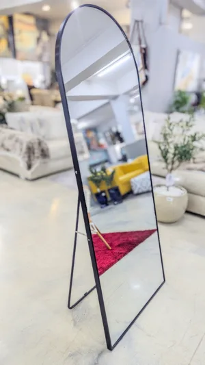 Black Arched Full Length Floor Mirror with Stand – Modern Freestanding Dressing Mirror